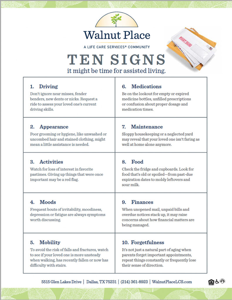 pdf image of resource Ten Signs it might be time for assisted living